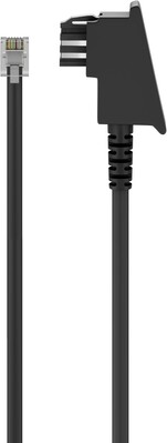 Kábel telefónny RJ11/TAE-F, M/M, 15m, Universal Pinout, čierny
