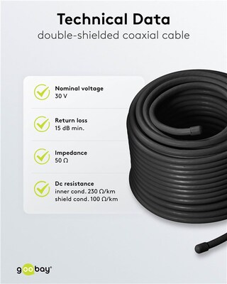 Kábel koax. návin 100m, RG58, 50 Ohm, 2x tienený, 5mm, CCS, čierny