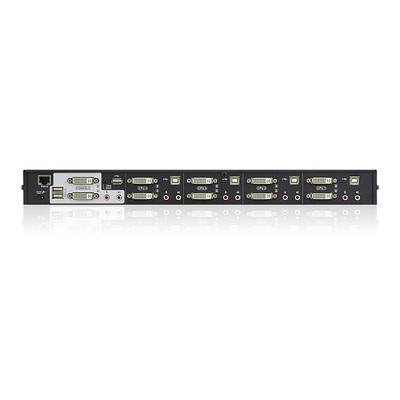 KVM switch/prepínač 4PC, DVI-I, USB, USB hub, audio, DUAL VIEW