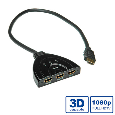 Video selektor/switch HDMI 3IN/1OUT prepínanie cez tlačidlo