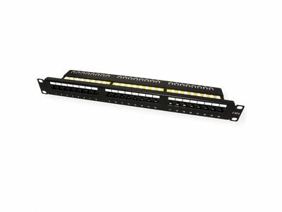 19" Patch panel 24port cat.6, netienený, 1U, čierny