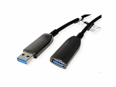 Kábel USB 3.2 Gen 1, A-A M/F 10m, 5Gbps, predlžovací, čierny, AKTÍVNY optický