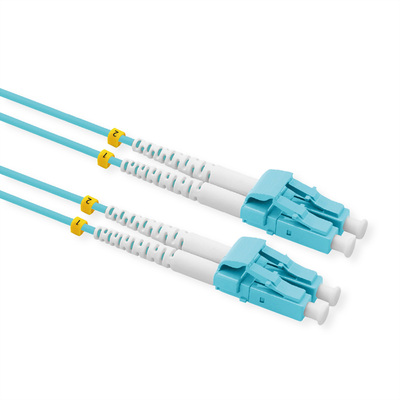 Fiber kábel LC-LC, 3m Duplex OM3(50/125µm), LSOH, low-loss konektor, 4mm, tyrkysový