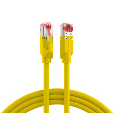 S/FTP (PiMF) Patchkábel LSOH 0.25m cat.6a, žltý, Cu UC900 s TM21
