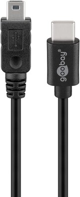 Kábel USB 3.2 Gen 1, Typ C CM/MINI-B(2.0) 0.5m, High Speed, čierny