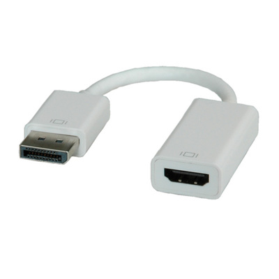 Adaptér DisplayPort/HDMI M/F, 2K@60Hz (DP 1.2, HDMI 1.4), 15cm, biely