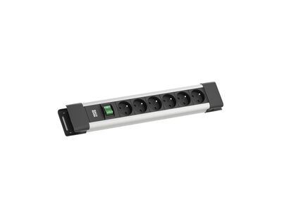 Predlžovačka CONNECTUS, 6xUTE 230V, vypínač, 2m kábel 1.5mm², hliník, čierna