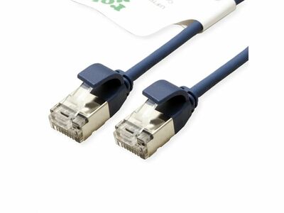 U/FTP Patchkábel LSOH TPE 3m cat.6a, modrý, slim, Cu, Flex Cable, Roline Green, Eco obal