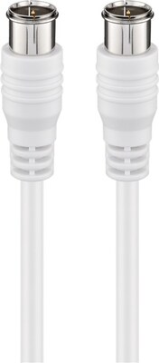 Kábel satelitný, koax F-konektor QUICK M/M 2.5m, 75 Ohm, 80dB, 2x tienený, CCS, biely