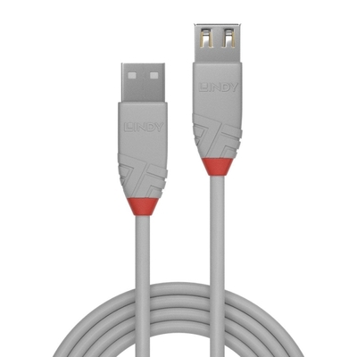 Kábel USB 2.0 A-A M/F 2m, High Speed, predlžovací, sivý, Anthra Line