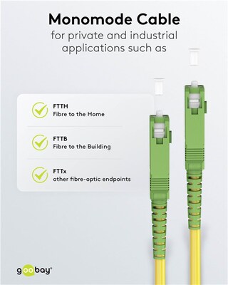 Fiber kábel SC/APC-SC/APC, 15m Simplex OS2(9/125µm), LSOH, 3mm, Kábel pre Orange a Magio, žltý