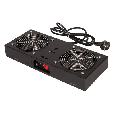 19" Ventilačná jednotka, 2 vetráky, pre nástennú skrinku, čierna