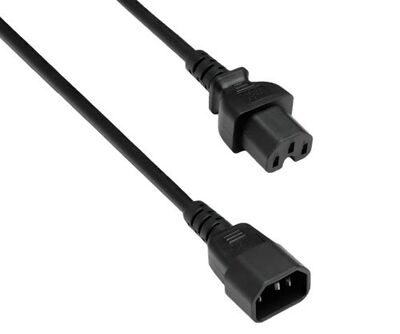 Kábel sieťový 230V predlžovací, C14 - C15, 2m, 1.00mm², 10A, čierny
