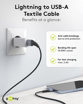 Kábel USB "Lightning" pre Apple, 0.5m, High Speed, čierny/sivý