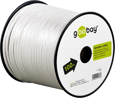 Reproduktorový kábel audio 2x4.0mm², 100m, pomedený, biely