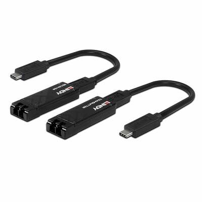 Predĺženie USB 3.1 (USB 3.2), CM/CM cez Fibre Optic (LC-LC OM3) do 100m, napájanie cez USB Micro-B