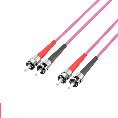 Fiber kábel ST-ST, 2m Duplex OM4(50/125µm), LSOH, 3mm, fialový