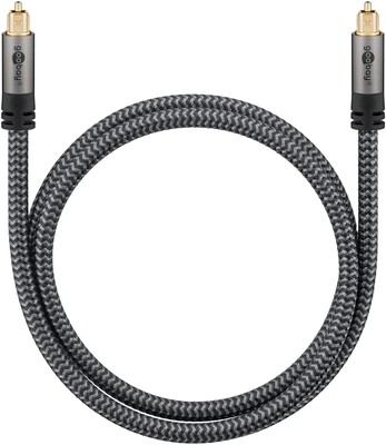 Kábel Toslink audio optický SPDIF prepojovací M/M 10m, ø6.5mm, pozl. konektor, čierny/sivý