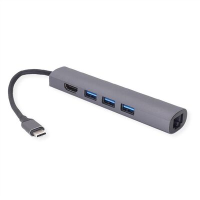 Dokovacia Stanica USB Typ C, HDMI, 3xUSB-A, LAN, 4K@30Hz, 0.15m