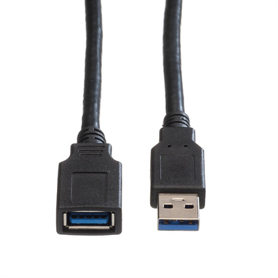 Kábel USB 3.2 Gen 1, A-A M/F 0.8m, 5Gbps, predlžovací, čierny
