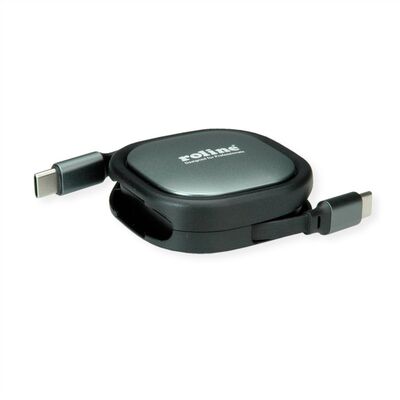 Kábel USB 2.0 Typ C CM/CM 1.2m, High Speed, Power Delivery 60w 20V3A, čierny, samonavíjací