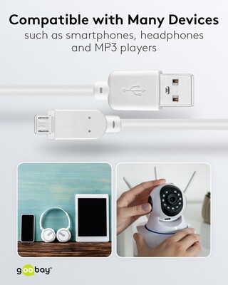 Kábel USB 2.0 A-MICRO-B M/M 0.15m, High Speed, biely