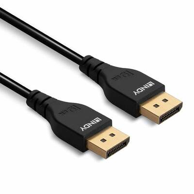 Kábel DisplayPort M/M 0.5m, 8K@60Hz, DP v1.4, 32.4Gbit/s, čierny, pozl.konektor, slim