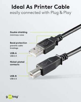 Kábel USB 2.0 A-B M/M 3m, High Speed, čierny