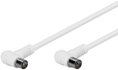 Kábel anténny, koax TV M/F predlžovací 2.5m, 75 Ohm, 80dB, 2x tienený, CCS, biely, 2x90°