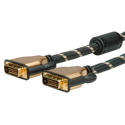 Kábel DVI-D M/M 1m, Dual-Link, 3840x2160@30Hz, HQ s ferrit., čierny, G pozl. Konektor, Gold