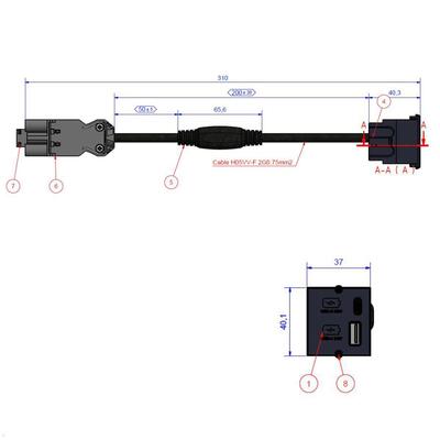 Modul pre BACHMANN, nabíjací/charger, 2xUSB (USB A + USB Typ C), 22W, 0.2m, GST18, biely