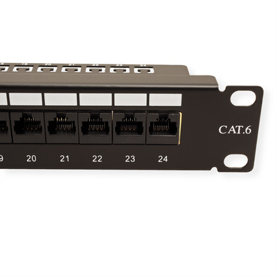 19" Patch panel 24port cat.6, netienený, 1U, čierny