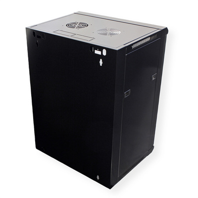 19" Rack na stenu 15U, čierny, 775x570x600 mm (HxWxD), odnímateľné bočnice