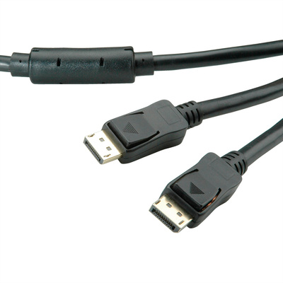 Kábel DisplayPort M/M 15m, 4K@60Hz, DP v1.2, 21.6Gbit/s, aktívny, jednosmerný, čierny, pozl. konekt
