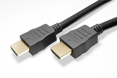 Kábel HDMI M/M 0.5m, Ultra High Speed+Eth, HDMI 2.0, 4K@60Hz 18G, G pozl. kon., čierny