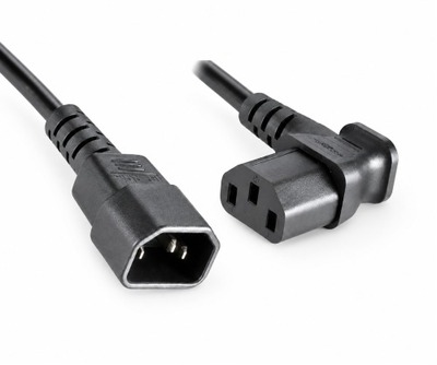 Kábel sieťový 230V predlžovací, C13 zahnutý (doprava) - C14, 1.8m, 1.00mm², 10A, čierny