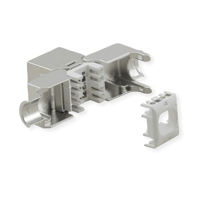 Konektor Keystone cat.6a, tienený, strieborný, beznástrojový (toolless), Super SLIM