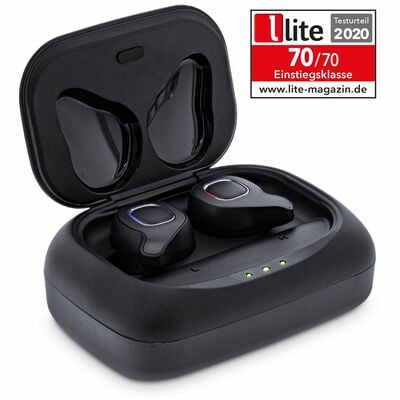 Slúchadlá do uší (in-ear) s mikrofónom, bluetooth, TWS+, Qi-Case PowerBank, čierne