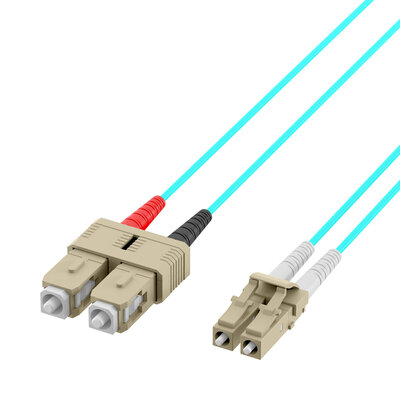 Fiber kábel LC-SC, 7.5m Duplex OM3(50/125µm), LSOH, 2mm, tyrkysový