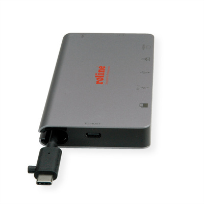 Dokovacia Stanica USB Typ C, HDMI/VGA, 2xUSB-A, LAN, čítačka, PD 100W, 4K@30Hz, 0.1m