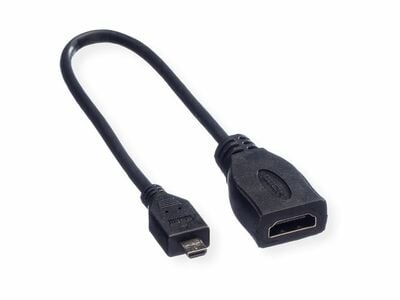 Káblový adaptér HDMI/HDMI micro F/M 0.15m, High Speed+Eth, 4K@30Hz, HDMI 1.4, čierny 