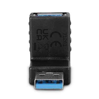 Adaptér USB 3.2 Gen 1, A-A M/F, 5Gbps, zahnutý hore 90°, čierny