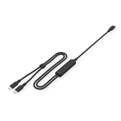Kábel USB 2.0 Typ C CM/2xCM 1.8m, High Speed, Power Delivery 100w, čierny