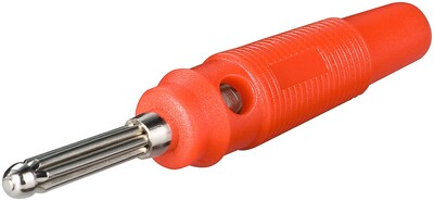 Konektor banán samec 4mm, červený, 10ks/bal
