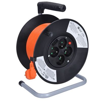 Predlžovačka bubon 25m s 4 zásuvkami, 1.50mm², tepelná poistka, oranžová