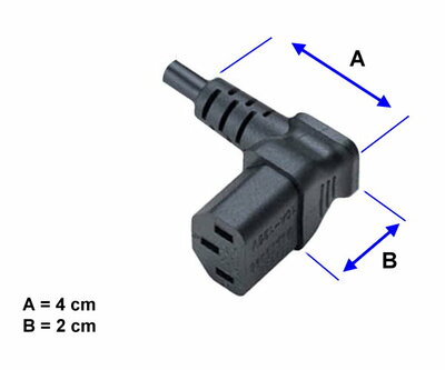Kábel sieťový 230V, vidlica (CEE7/7) lomená - C13 zahnutý (hore), 5m, 1.00mm², 10A, čierny