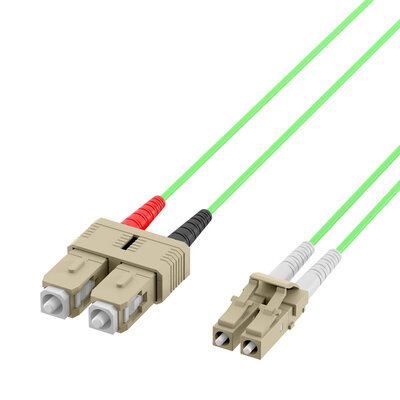 Fiber kábel LC-SC, 3m Duplex OM5(50/125µm), LSOH, 2mm, zelený