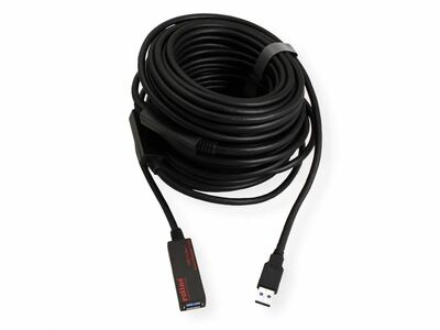Kábel USB 3.0 A-A M/F 20m, Super Speed, čierny, AKTÍVNY, s adaptérom