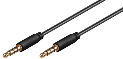 Kábel 3.5mm 4pin audio M/M 2m, čierny, pozl. konektor