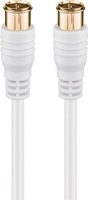 Kábel satelitný, koax F-konektor QUICK M/M 1.5m, 75 Ohm, 80dB, 2x tienený, CCS, biely, pozl. kon.